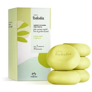 Sabonete Em Barra Puro Vegetal Tododia Capim Limão e Hortelã - 5 un de 90 g cada
