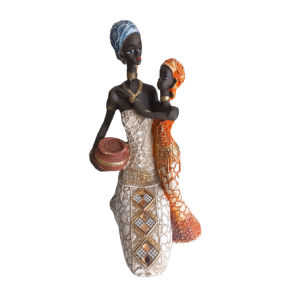 Estatueta Africana Com Criança