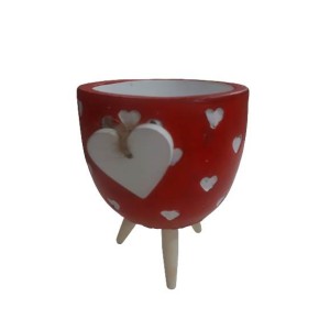 Vaso Tripé Cimento com Coração