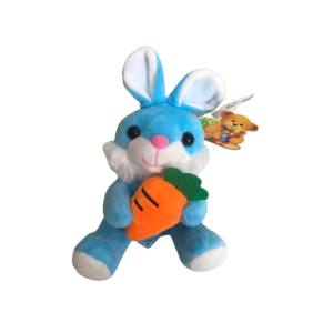 Mini Coelho de Pelúcia Azul com Cenoura