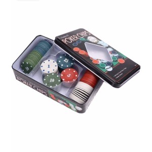 Jogo de Poker com 100 Fichas e 1 dealer na Lata