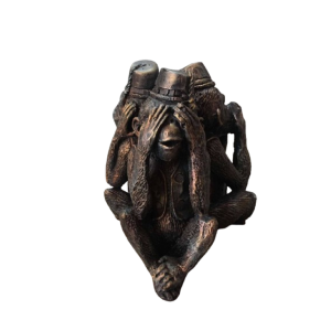 Estatueta Trio De Macaco Com Chapéu - Cego, Surdo E Mudo