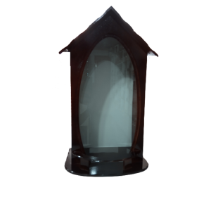 CAPELA 42CM MADEIRA ENVERNIZADA COM VIDRO
