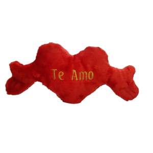 CORAÇÃO DE PELÚCIA COM MÃOZINHA- TE AMO