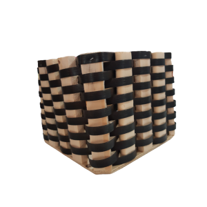 CACHEPOT DE MADEIRA COM VIME SINTÉTICO PT15